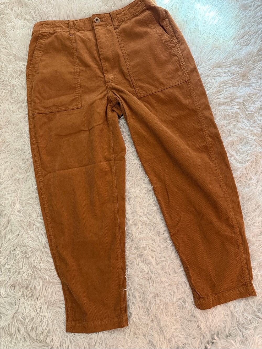 Madewell 29 Brown Cognac Corduroy Utility Straight Leg Pants 100% Cotton
